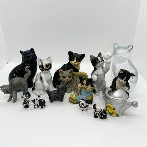 Vtg Black White Tuxedo Cat Cats Figurine Lot Collection